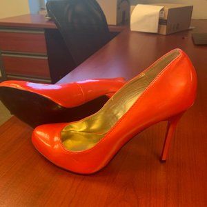 Carlos by Carlos Santana Salmon Patent Leather High Heel Pump with Matching Belt